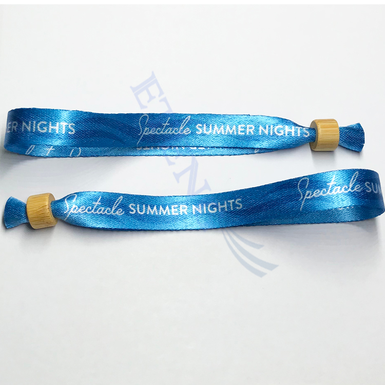 Cheap Custom Printed Eco Friendly Fabric Recycled PET Wristbands with Bamboo Lock