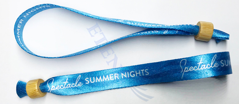 Cheap Custom Printed Eco Friendly Fabric Recycled PET Wristbands with Bamboo Lock