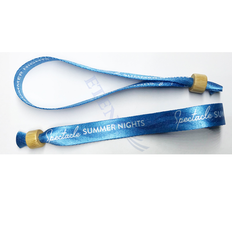 Cheap Custom Printed Eco Friendly Fabric Recycled PET Wristbands with Bamboo Lock