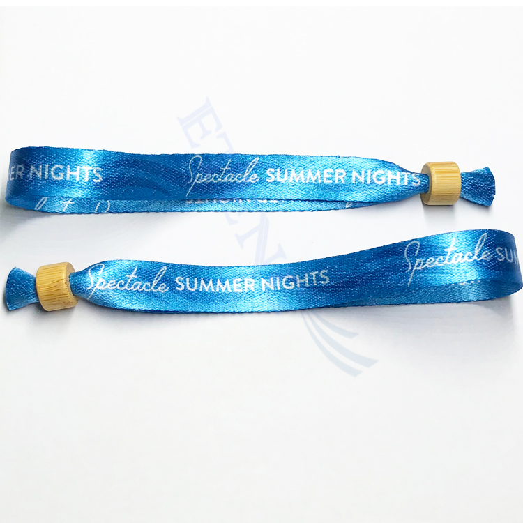 Cheap Custom Printed Eco Friendly Fabric Recycled PET Wristbands with Bamboo Lock