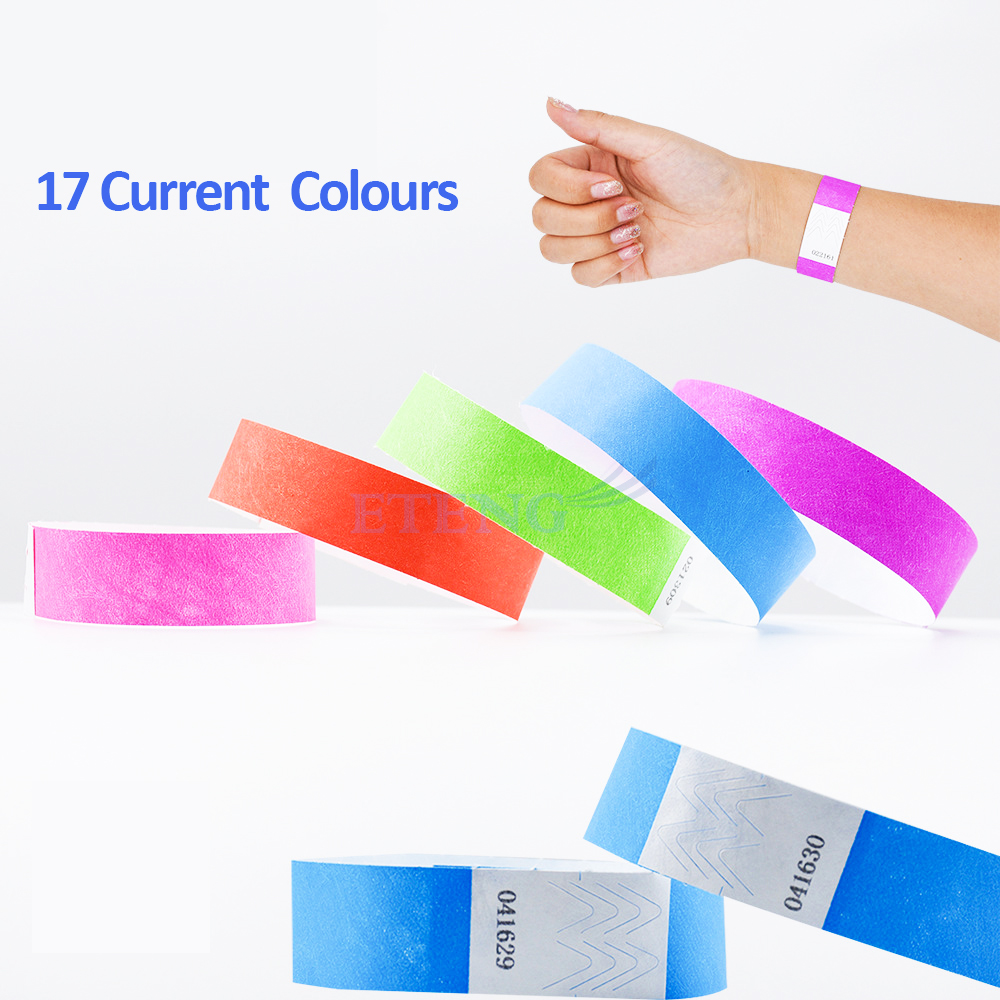 Cheapest Paper Wrist Band Custom Printed Logo Text Numbers Tyvek Wristbands