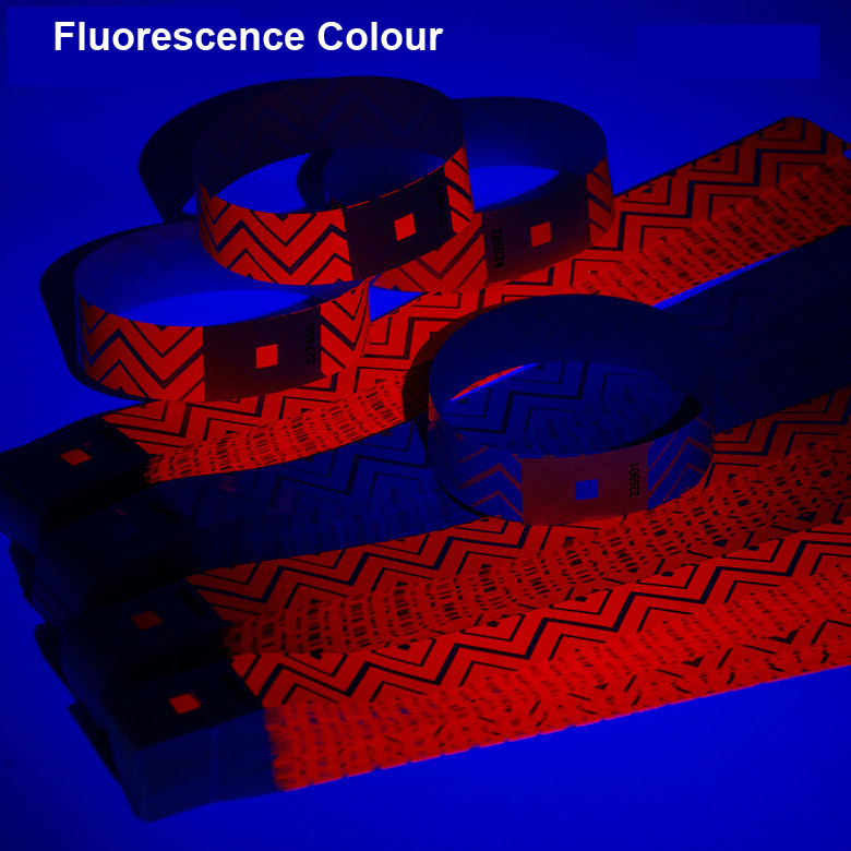 Custom Serial Numbering Fluorescent Colors Stripe Paper Wristbands