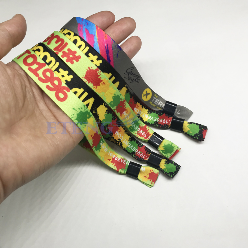 Cheap Custom Sublimation Printed Fabric Cloth Wristband for Event Entrance Ticket