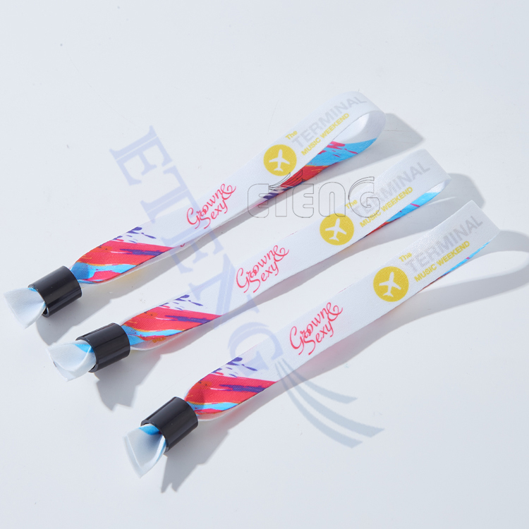 Cheap Custom Sublimation Printed Fabric Cloth Wristband for Event Entrance Ticket