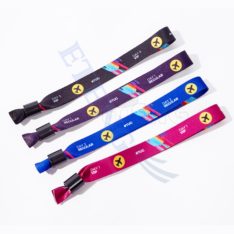 Fashion VIP wristbands with custom printed logo design your own festival fabric wristband for event