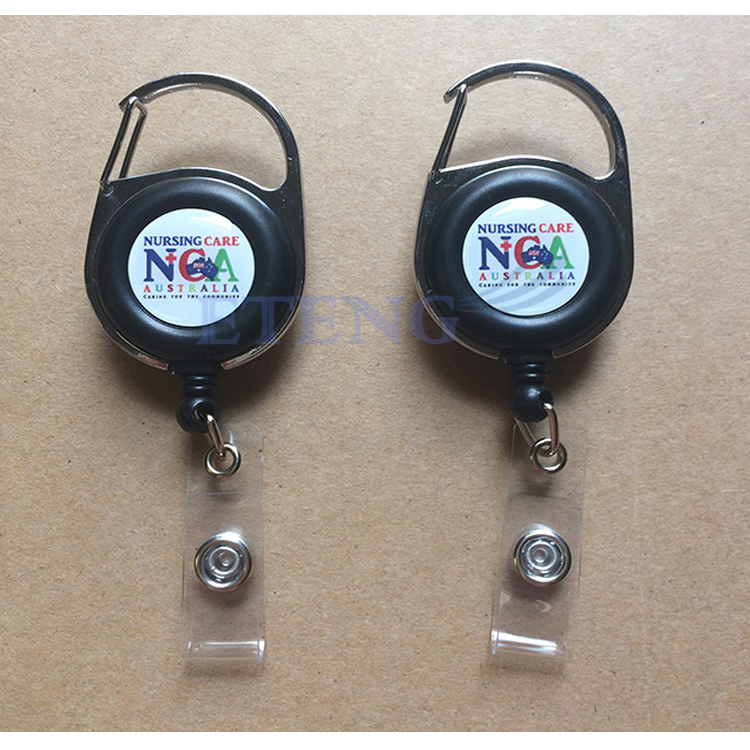 Promotion Custom ID Card Holder Epoxy Resin Logo Retractable Badge Reel