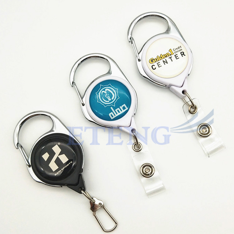 Promotion Customized Logo ID Card Holder Epoxy Resin Logo Retractable Badge Reel