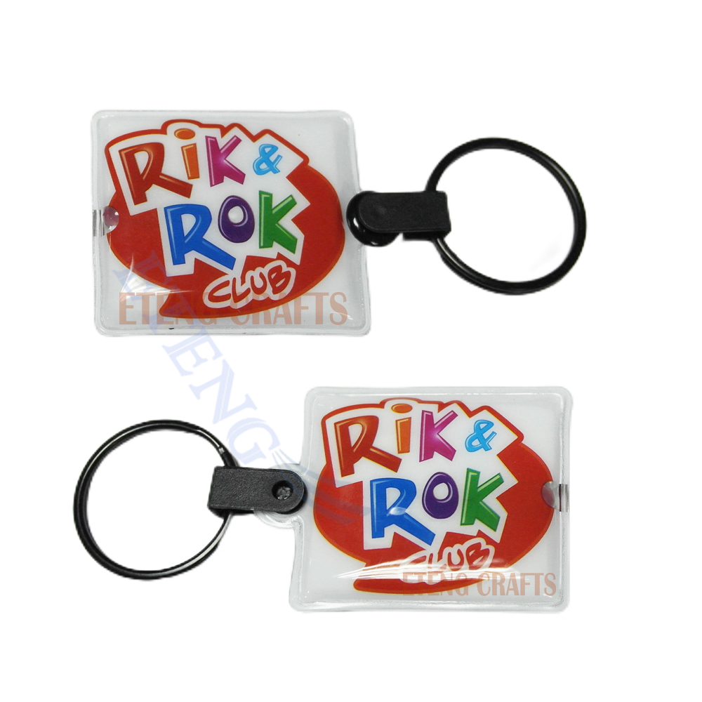 Promotion Custom Keychain LED Flashlight Key Holder PVC Tag Full Colors Printing Plastic Key Chains