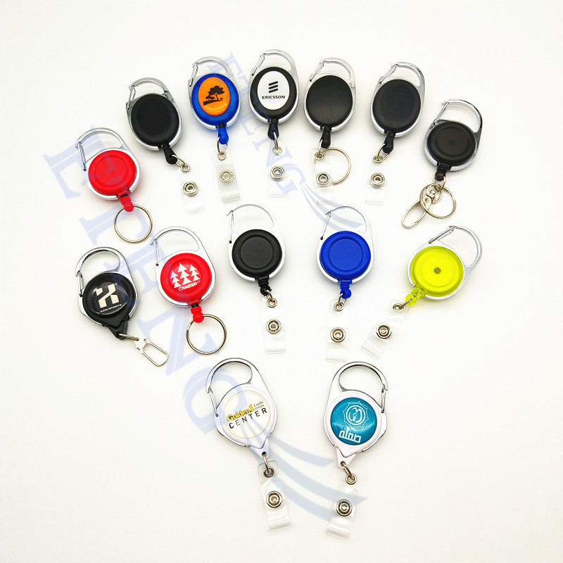 Print Logo Office Retractable Badge Reel Clip Work ID Card Holder Key Accessory Custom Badge Reel
