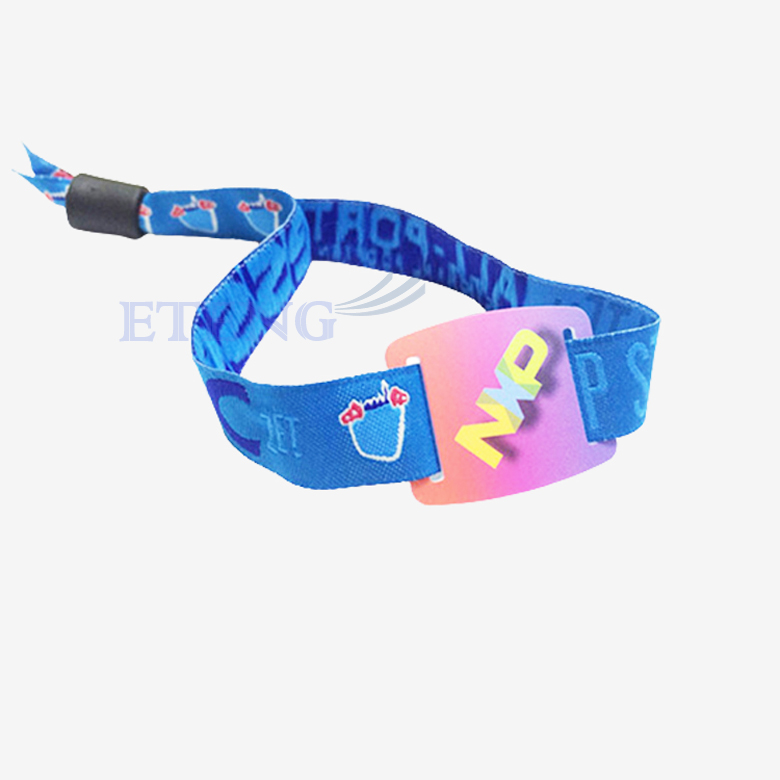 Festival Events Embroidery Custom Logo NFC Chip Inside Fabric Woven RFID Wristband