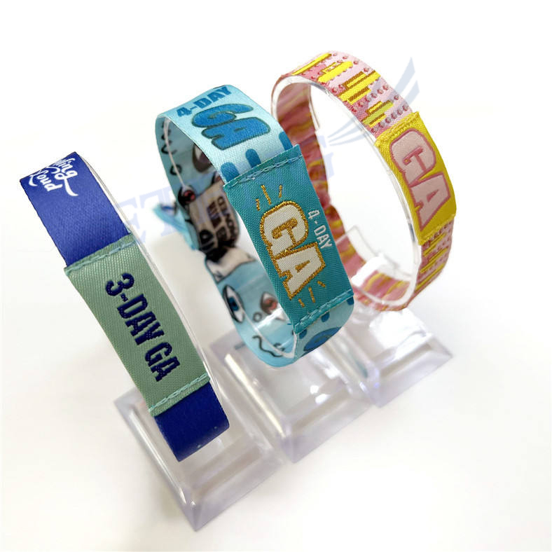 Festival Events Embroidery Custom Logo NFC Chip Inside Fabric Woven RFID Wristband