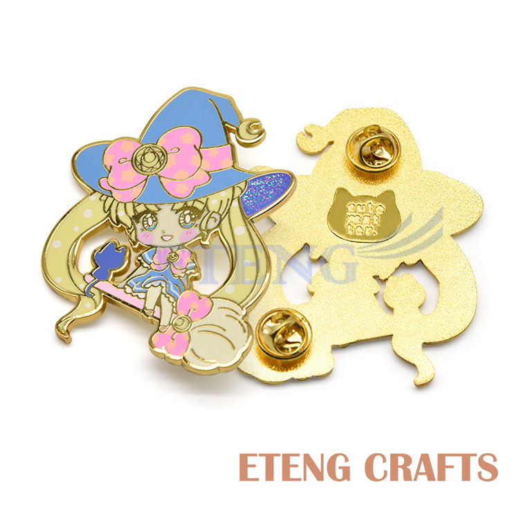 Cheap Wholesale Custom Logo Shaped Metal Badge Pin Gold Plating Hard Enamel Pin
