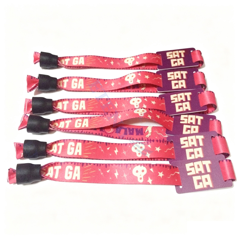 Promotional Cheap Custom Fabric Wristbands with Chip Plastic Tags NFC Wrist Band Rfid Wristband 