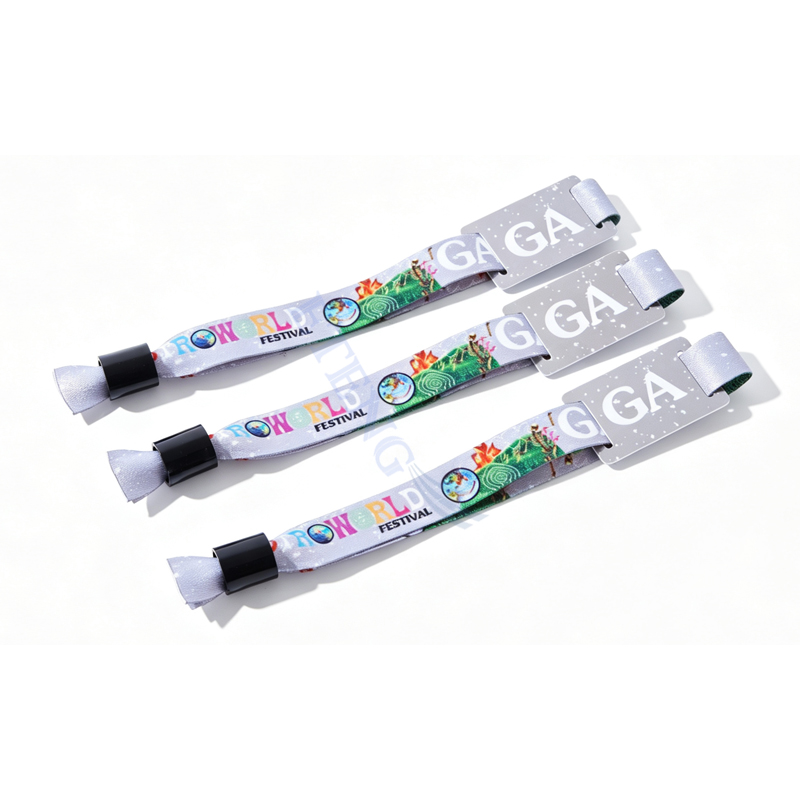 Promotional Cheap Custom Fabric Wristbands with Chip Plastic Tags NFC Wrist Band Rfid Wristband 