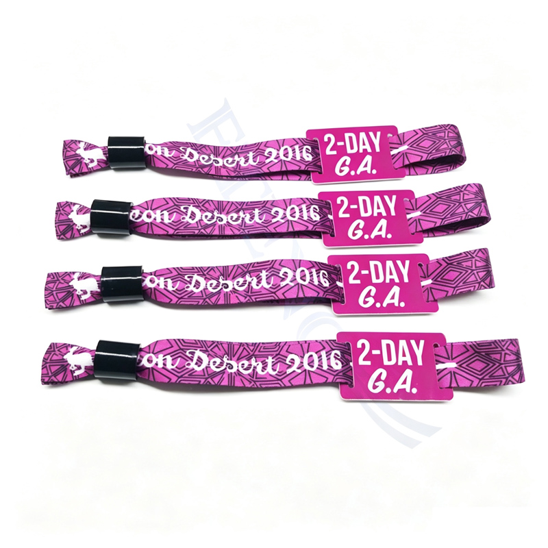 Promotional Cheap Custom Fabric Wristbands with Chip Plastic Tags NFC Wrist Band Rfid Wristband 