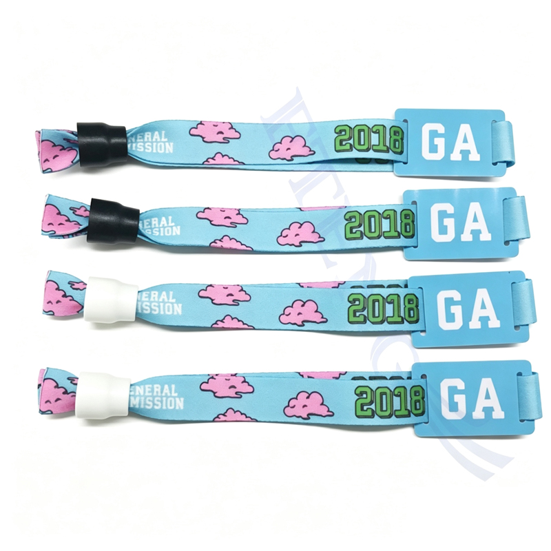 Promotional Cheap Custom Fabric Wristbands with Chip Plastic Tags NFC Wrist Band Rfid Wristband 