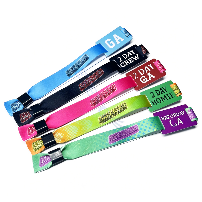 Promotional Cheap Custom Fabric Wristbands with Chip Plastic Tags NFC Wrist Band Rfid Wristband 