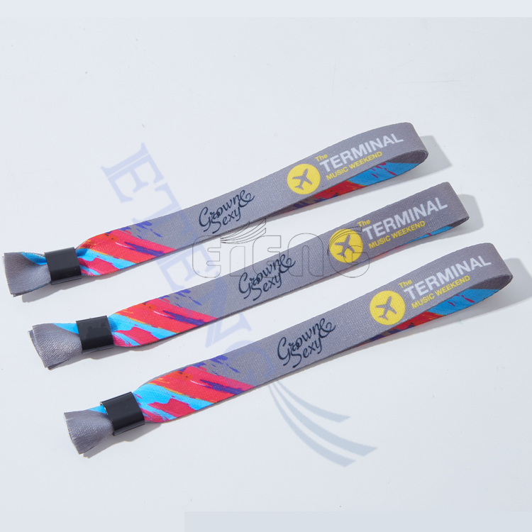 Customized Logo Thermal Transfer Event Wrist Bands Polyester Wristband 