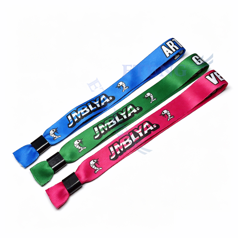 Promotion Security Party Bracelet Wrist Band Custom CMYK Fabric Wristband for Events