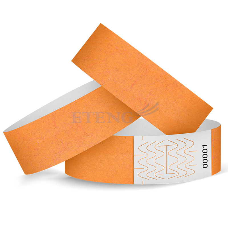 Promotion Custom Waterproof Ticket Paper Wristbands Print Serial Numbers  Neon Tyvek Wrist Band