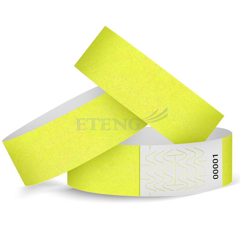 Promotion Custom Waterproof Ticket Paper Wristbands Print Serial Numbers  Neon Tyvek Wrist Band