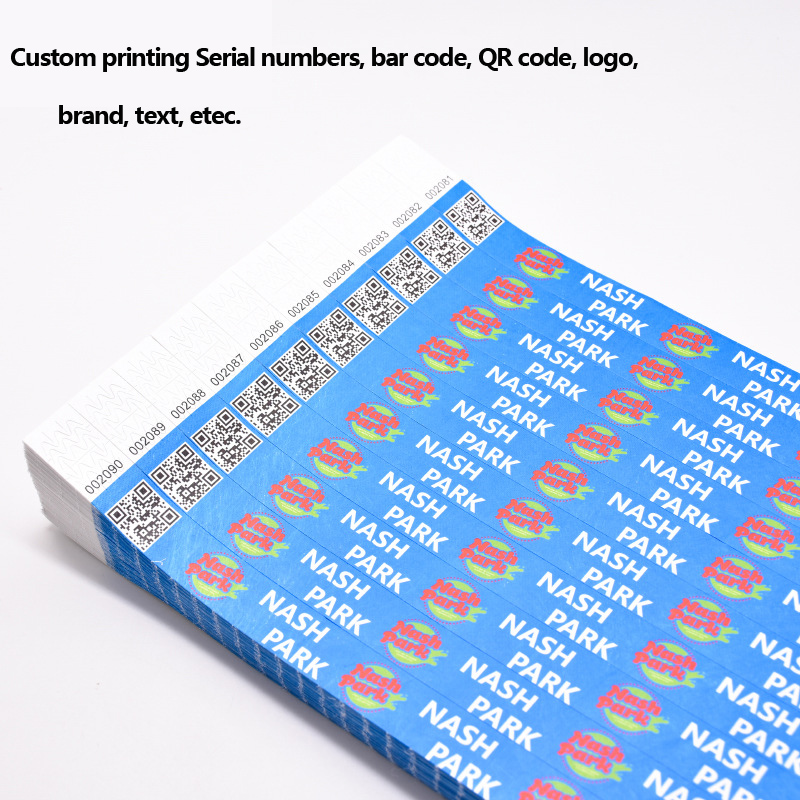 Promotion Custom Printed Logo Wristbands Event Ticket Waterproof Adhesive Tyvek Paper Wrist Band