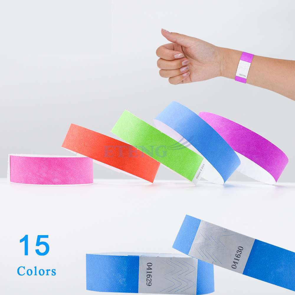 Promotion Custom Printed Logo Wristbands Event Ticket Waterproof Adhesive Tyvek Paper Wrist Band